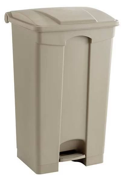 23 gal Rectangular Trash Can, Tan, 19-1/2" Dia, Step-On, Plastic, Safco, Mfr#: 9923TN