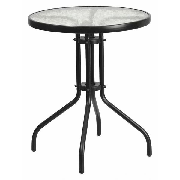 Bellamy 23.75'' Round Tempered Glass Metal Table, Flash Furniture, Mfr#: TLH-070-1-GG