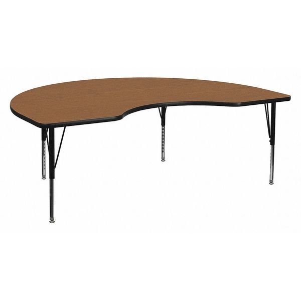 Kidney Activity Table, 48" W X 72" L X 25.125" H, Laminate, Wood Grain, Flash Furniture, Mfr#: XU-A4872-KIDNY-OAK-T-P-GG