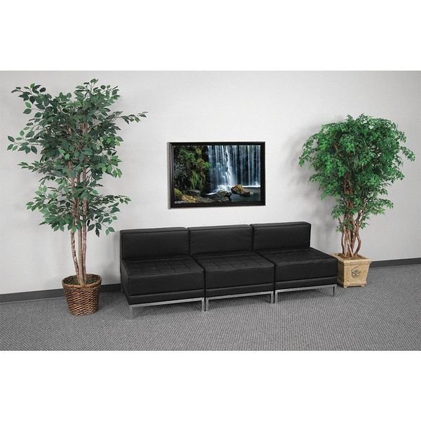 Living Room Set, 28-3/4" x 27-1/4", Upholstery Color: Black, Frame Material: Stainless Steel, Flash Furniture, Mfr#: ZB-IMAG-MIDCH-3-GG