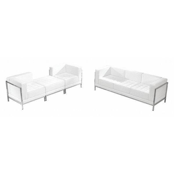 4 pcs. White Leather Reception Set, Imagination Series, Flash Furniture, Mfr#: ZB-IMAG-SET15-WH-GG