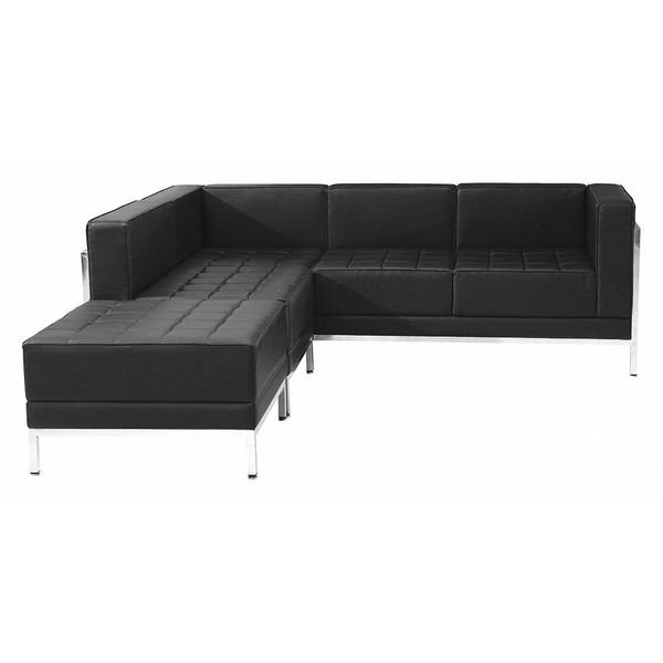 3 pcs. Living Room Set, 28-3/4", 84-3/4" x 27-1/2", Upholstery Color: Black, Flash Furniture, Mfr#: ZB-IMAG-SECT-SET9-GG