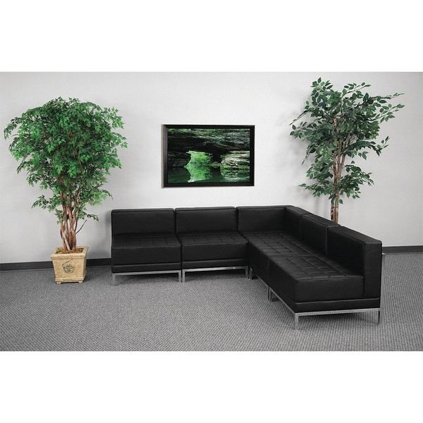 5 pcs. Living Room Set, 28-3/4", 84-1/2" x 27-1/2", Upholstery Color: Black, Flash Furniture, Mfr#: ZB-IMAG-SECT-SET5-GG