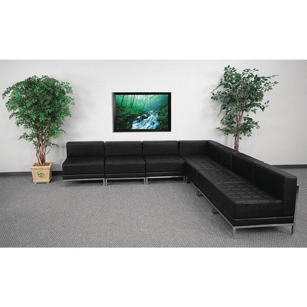 7 pcs. Living Room Set, 28-3/4", 112-1/2" x 27-1/2", Upholstery Color: Black, Flash Furniture, Mfr#: ZB-IMAG-SECT-SET6-GG