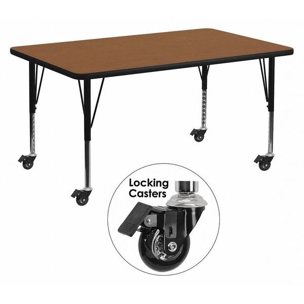 Rectangle Activity Table, 30" W X 60" L X 25.5" H, Laminate, Wood Grain, Flash Furniture, Mfr#: XU-A3060-REC-OAK-H-P-CAS-GG