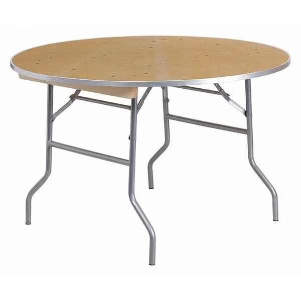 Round Folding Table, 48" W, 48" L, 30" H, Wood Top, Wood Grain, Flash Furniture, Mfr#: XA-48-BIRCH-M-GG