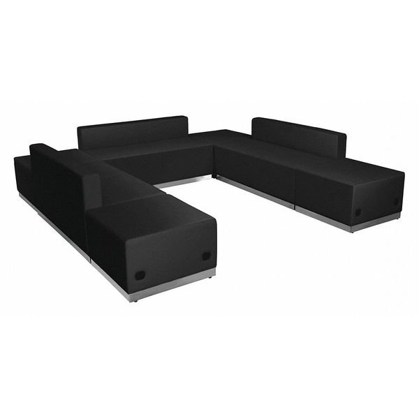 7 pcs. Living Room Set, 25-1/4" to 102-1/2" x 27", Upholstery Color: Black, Flash Furniture, Mfr#: ZB-803-660-SET-BK-GG