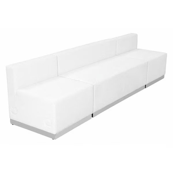 3 pcs. Living Room Set, 25-1/4" to 25-1/2" x 27", Upholstery Color: White, Frame Material: Metal, Flash Furniture, Mfr#: ZB-803-680-SET-WH-GG