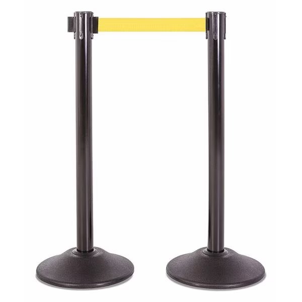 Steel Stanchion, Blk, 7.5ft, Yellow Belt, PR, Us Weight, Mfr#: U2102YEL