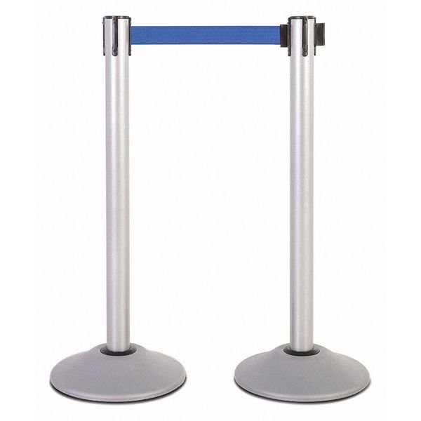 Steel Stanchion, Silver, 7.5ft, Blu Belt, PR, Us Weight, Mfr#: U2103BLU
