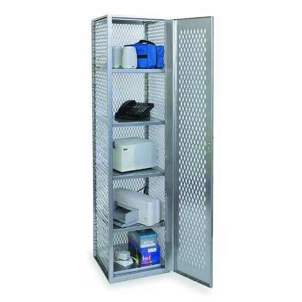 Bulk Storage Locker, 18 in W, 18 in D, 74 3/4 in H, 4 Shelves, 1 Doors, Galvanneal Steel, Assembled, Hallowell, Mfr#: HLV882-1PL