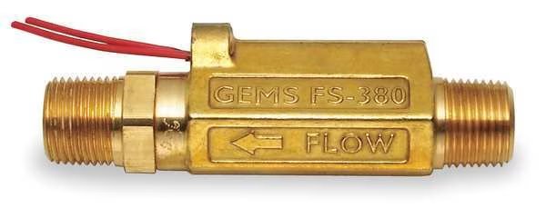 3/8" MNPT SPST NO Liquid Flow Switch 0.25 gpm, Gems Sensors, Mfr#: FS-380, 168432