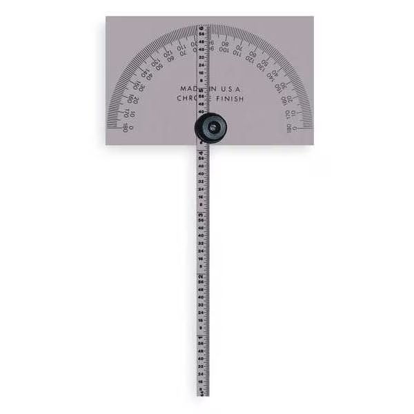 Protractor, Rectangular, 6 In, 1/64 Grad, Mitutoyo, Mfr#: 968-203