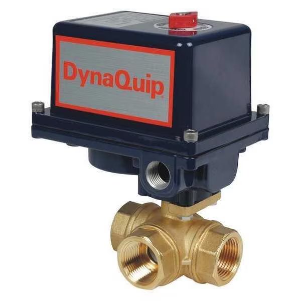1/2" FNPT Brass Electronic Ball Valve 3-Way, Dynaquip Controls, Mfr#: EYHG3AUE20