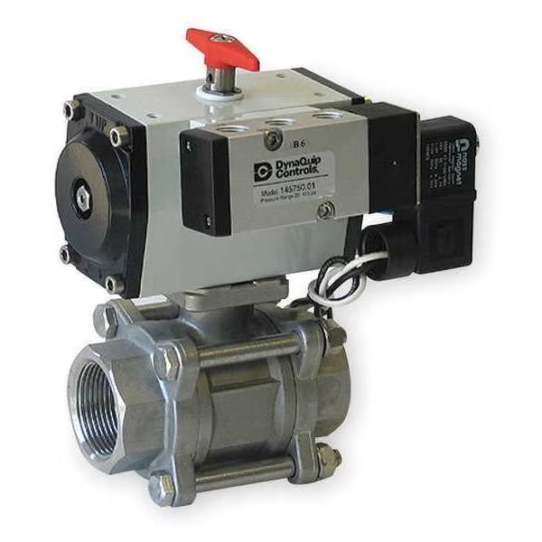 1" FNPT Stainless Steel Pneumatic Ball Valve Inline, Dynaquip Controls, Mfr#: P3S25AJSR06310A