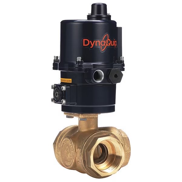2" FNPT Brass Electronic Ball Valve 3-Way, Dynaquip Controls, Mfr#: EYHG8AUE07