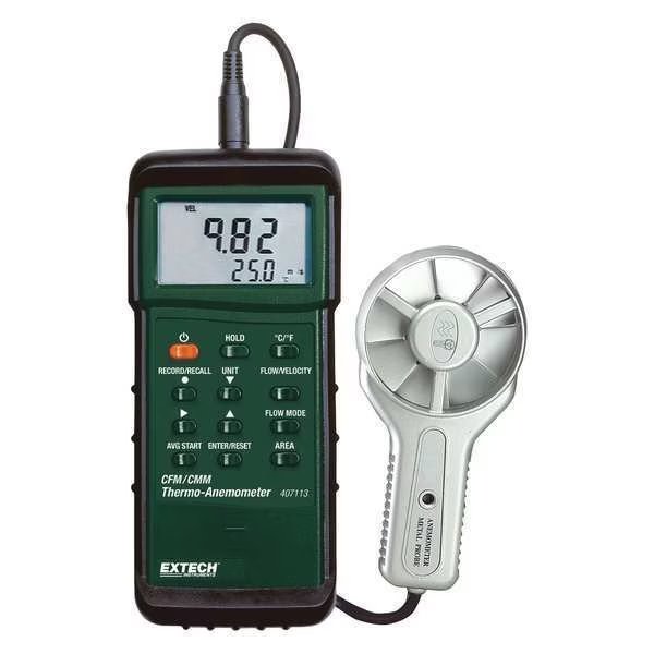 Anemometer, 100 to 6890 fpm, Extech, Mfr#: 407113