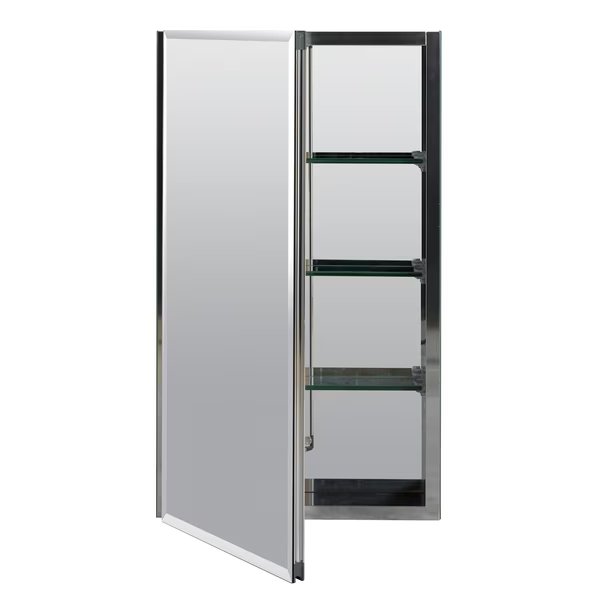 15" FRAMELESS ALUMINUM SWING DOOR MEDICINE CABINET, Zenith, Mfr#: EMRA1526