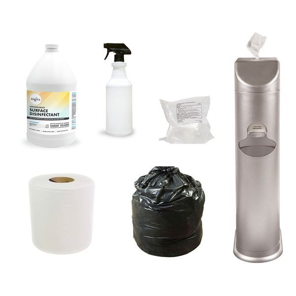 All-In-One Dry Wipes Disinfection Starter Kit, Black, Zogics, Mfr#: TCS-B-83003-Bundle