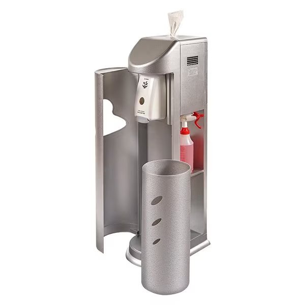 The Cleaning Station Wipes Dispenser and Gel Dispenser, Silver, Zogics, Mfr#: TCS-S-30063-gel