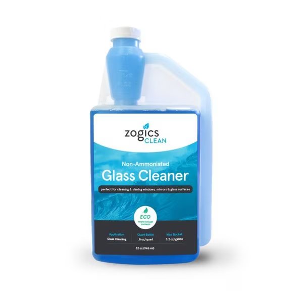 Glass Cleaner, Blue, Scent Free, Zogics, Mfr#: CLNGLC32CN