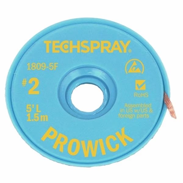 Pro Wick Yellow #2 Braid - AS, Length: 5 ft, Techspray, Mfr#: 1809-5F