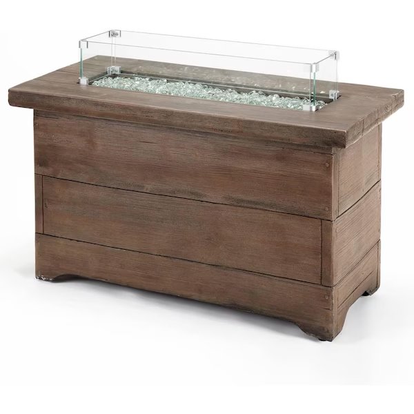42in x 20in Barnyard Rectangular MGO Propane Fire Pit Table with Glass Beads and Cover, Bluegrass Living, Mfr#: HF42603