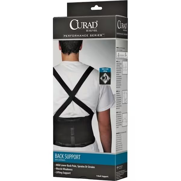 Back Support with Suspenders, XL, Fits to Waist Size 38 to 42 in, Hook and Loop Closure, Curad, Mfr#: ORT22200XLD