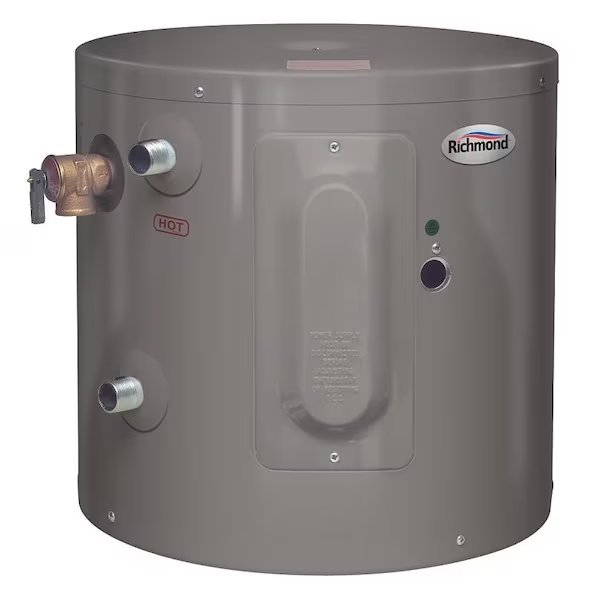 Richmond Essential 6EP6-1 Electric Water Heater, 6 gal Tank, 120 V, 3/4 in Water Connection, Richmond, Mfr#: 6EP6-1