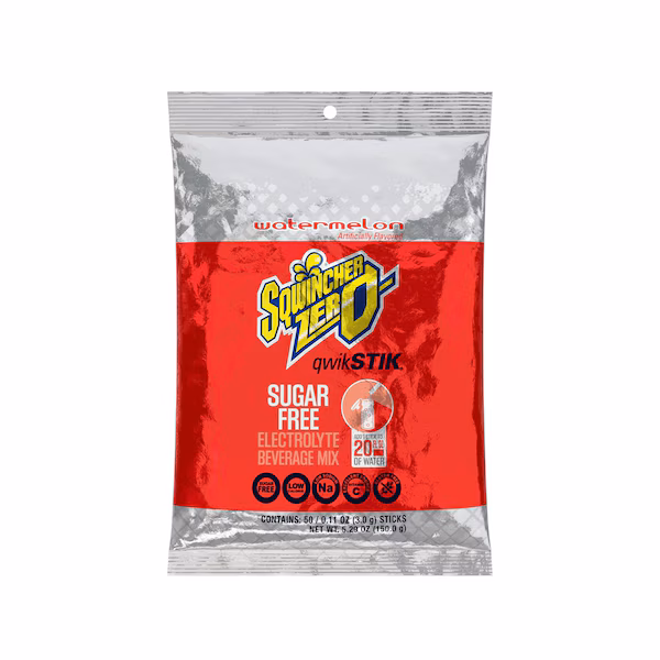 Sports Drink Mix, Single Serve Powder Mix, Sugar Free, Watermelon, 50 PK, Sqwincher, Mfr#: 159060097