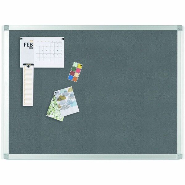 Gray Felt Bulletin Board, 18" X 24", Aluminum Frame, Mastervision, Mfr#: FA02429214