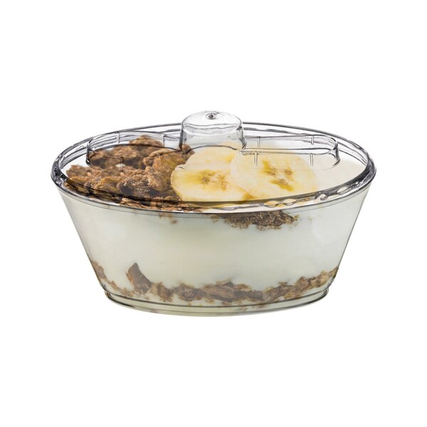 4 oz. Clear Oval Plastic Mini Cup with Lid and Spoon (288 Cups), 288PK, Smarty Had A Party, Mfr#: 2636-CASE