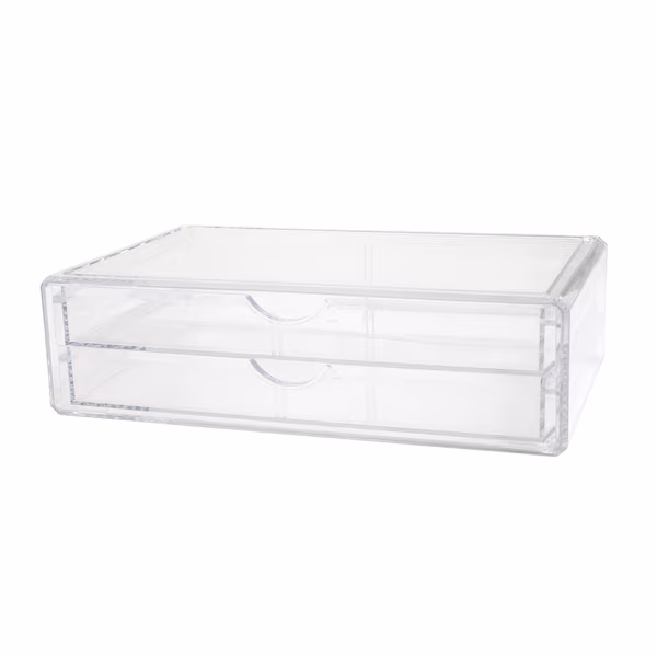 Brody Plastic Stackable Office Desktop Organizer Box with 2 Drawers, 12.75 x 7.75, Martha Stewart, Mfr#: BE-PB9393-CLR-MS