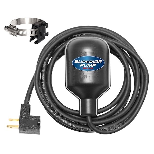 Tethered Float Switch For Sump/Sewage 10' Cord, Superior Pump, Mfr#: 92000-rtl