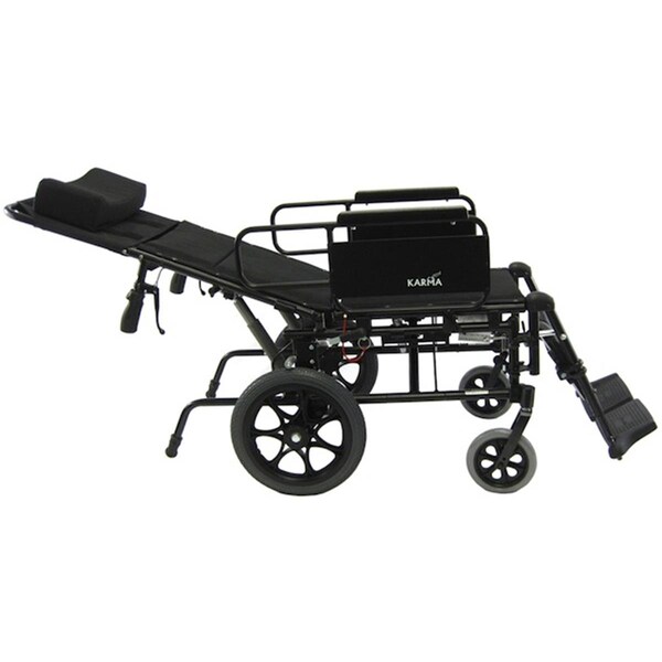 18 in. seat Lightweight Reclining Transport Wheelchair with Removable Desk Armrest, Karman Healthcare, Mfr#: KM5000F-TP