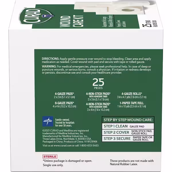 Wound Care Kit, White, 25PK, Curad, Mfr#: MIICUR1625V1