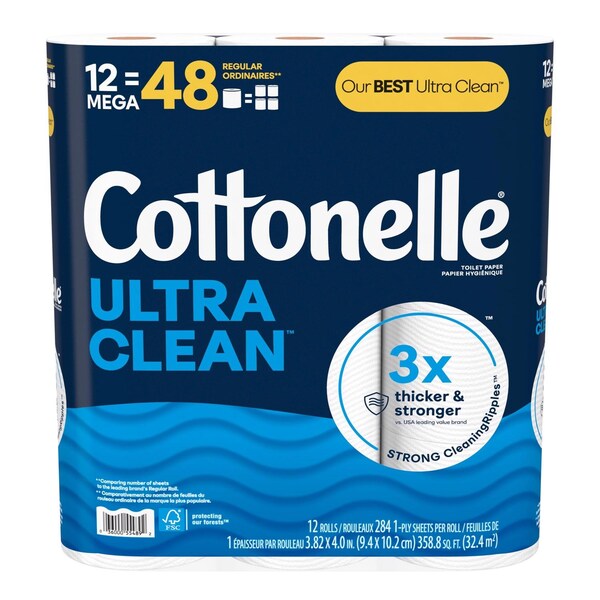 Ultra CleanCare Toilet Paper 12 Rolls 310 sheet, Cottonelle, Mfr#: 54151