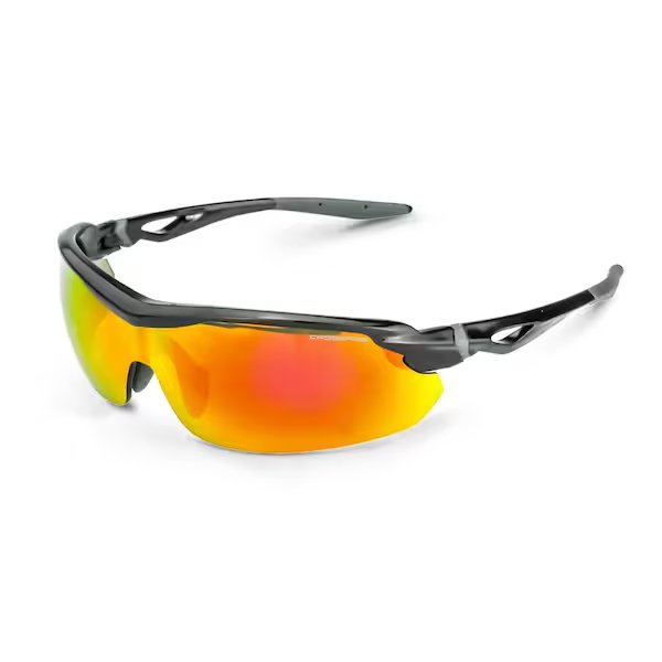 Safety Glasses, Wraparound Red Mirror Polycarbonate Lens, Scratch-Resistant, , Crossfire, Mfr#: 3968