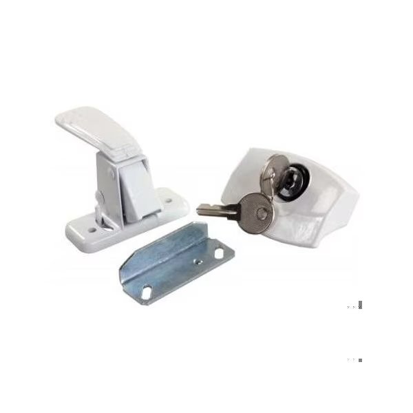CAMPER DOOR LATCH, LOCKING, WHITE, Jr Products, Mfr#: 11685