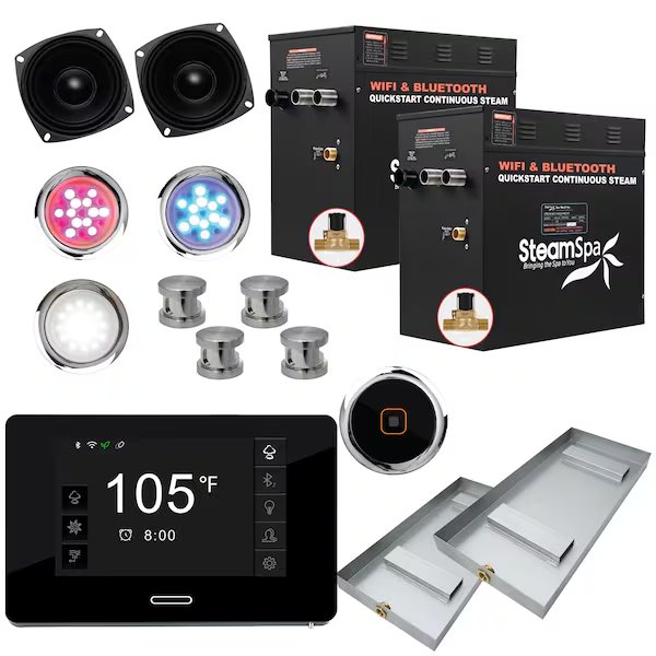 Wifi and Bluetooth 21kW Steam Bath Generator in Brushed Nickel, Steamspa, Mfr#: BKT2100BN-A