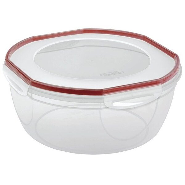 UltraSeal 0 Storage Bowl, 81 qt Capacity, Plastic, ClearRocket Red, 558 in Dia, 12 in H, Sterilite, Mfr#: 3958602