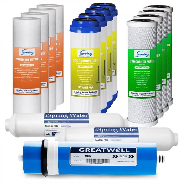 500 GPD Tankless RO System Replacement Filter Set 15PK, Ispring, Mfr#: F15-500